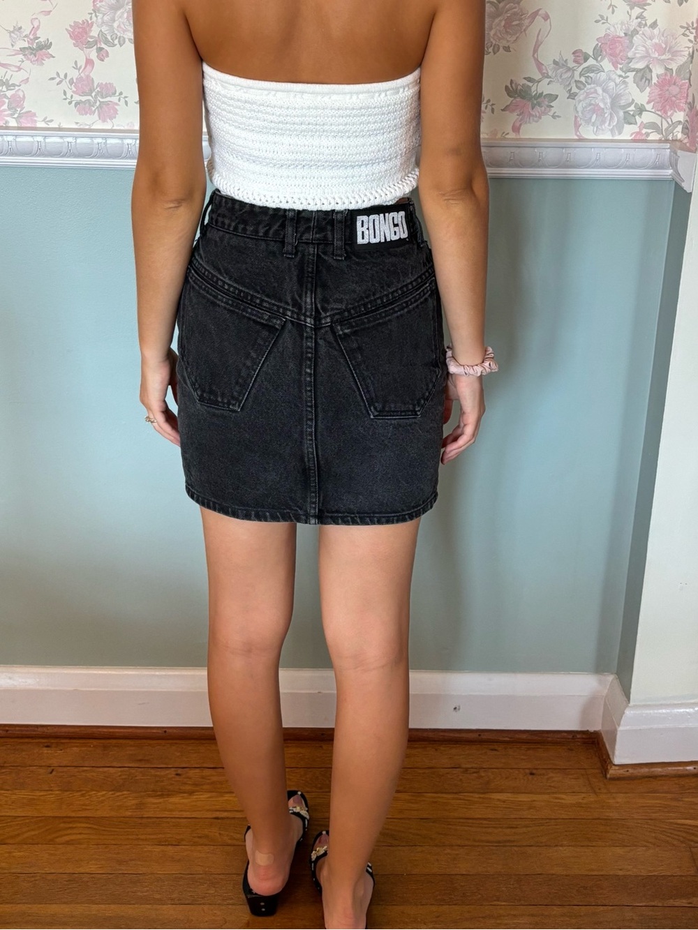 Vintage BONGO Faded Black Denim Skirt